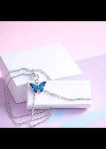 Blue Button Pendant For Girls