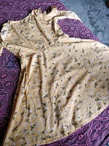 Western Dress - Bright yellow Floral Dres