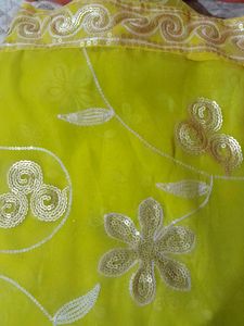 Yellow Floral Sequin Scarf