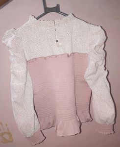 Pretty Pink Smocked Top | Full Sleeves