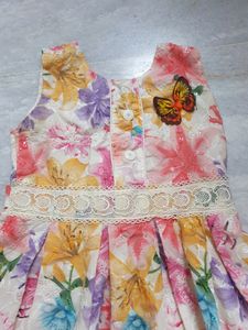 Multicolor Butterfly Floral Kids Dress