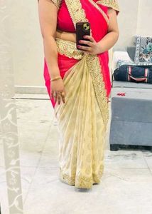 Elegant Pink &amp; Cream Saree