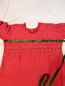 Red Embroidered Kurti