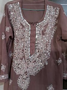 Mesh Long Kurti With Mirror Work