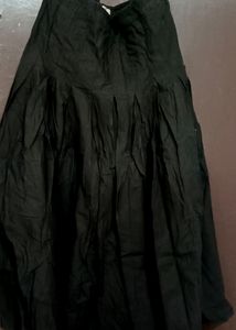 Black Cotton Long Skirt