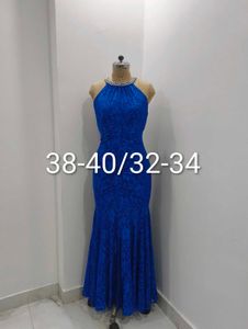 Elegant Blue Lace Gown