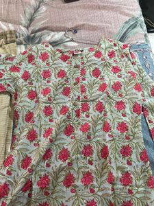 Straight Green And Pink Kurti