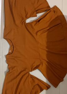 Brown Peplum Partywear Top