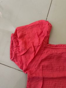 Pink Crop Top Puff Sleeves