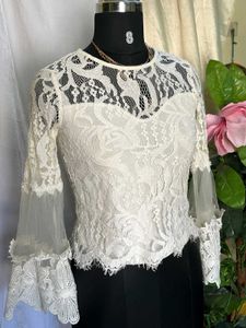 Embroidered Net Top