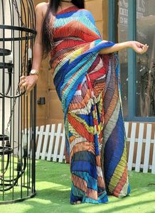 Women Crushed Pleated Stripes Design Saree