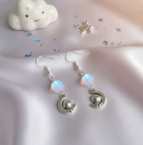 Astronaut Moon Aura Quartz Earrings