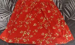 Western Wear Red Floral Dress For Women Casualwear