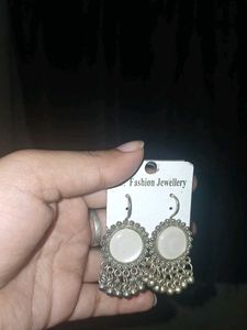 Boho Silver Jhumka Earrings