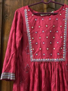 Red Embroidered Kurta Dress