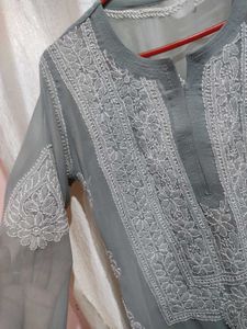 Grey Chikankari Kurta