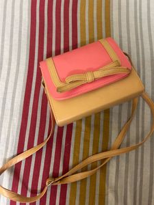 Cute Pink &amp; Tan Bow Accent Backpack