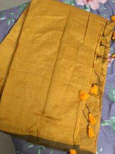 Mustard Colour Solid Saree