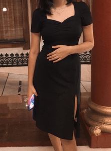 Urbanic Black Slit Dress