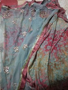 Beautiful Georgette With Net Embroidery Saree