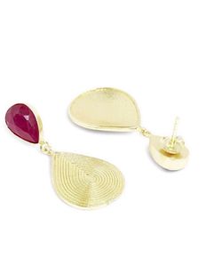 Mikoto By Fable Street Pink&amp; Gold Plated Teardrop Shaped Drop Earings.