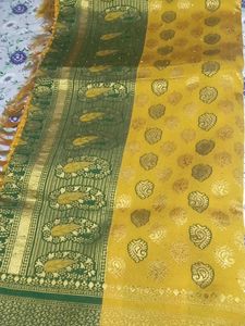 Elegant Green &amp; Gold Saree
