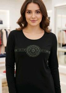 new women Elegant Black Long Sleeve Top