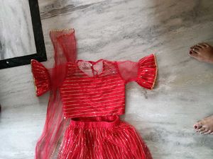 Red &amp; Gold Girls Lehenga Choli