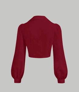 Burgundy Blouse with Flared Hand Detail