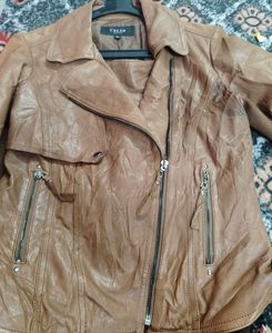 Cream Leather Biker Jacket