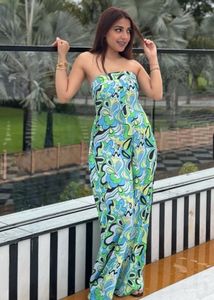 Abstract Printed Tube Jumpsuit