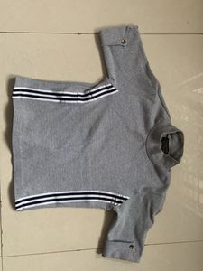 Gray Striped Long Sleeve Top