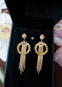 Rhinestone Chain Golden Colour Earrings💛s