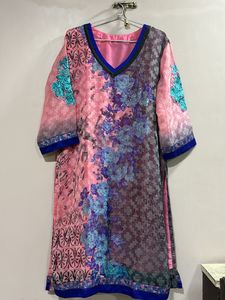 Pink And Blue Kurta Dupatta Set