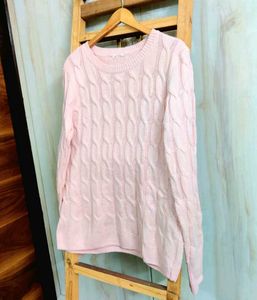 Pink Cable Knit Sweater size-38