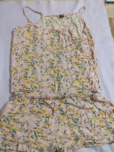 Pink Floral Night Suit Set