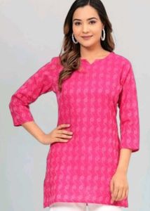 Pink Printed Kurta with trendy sleeves
