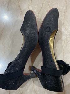Elegant Party Wear Shimmer Black Pencil Heel