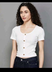 Cute White Button-Front Top🤩