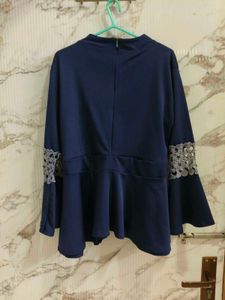 Navy Peplum Top