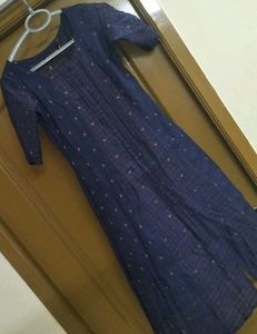 Blue Checkered Midi Dress