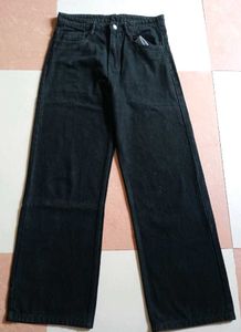 Wide Leg Black Denim
