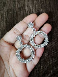 Sparkling Rhinestone Circle Drop Earrings