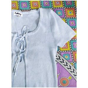 Ribbed Tie-Front Crop Top