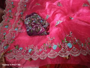 Pink Sequence Embroidered Saree