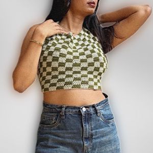 Crochet Checkered Halter Top