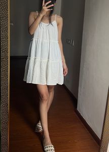 NEW LOOK White Strappy Tiered Mini Dress