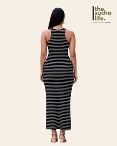 OUTRYT Striped Bodycon Maxi Dress | Small