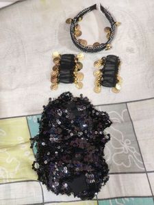 Belly Dancing Skirt with Hand Cuff & Head Accesori
