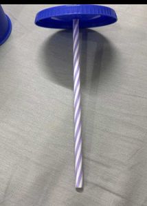 Blue Tumbler with Straw